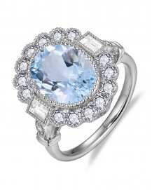 OVAL AQUAMARINE DIAMOND RING (TR6084)