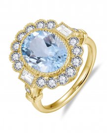 OVAL AQUAMARINE DIAMOND RING (TR6084)