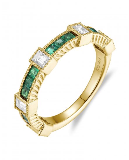 PRINCESS CUT EMERALD DIAMOND BAND (TR6088)