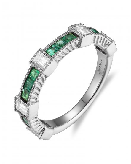 PRINCESS CUT EMERALD DIAMOND BAND (TR6088)
