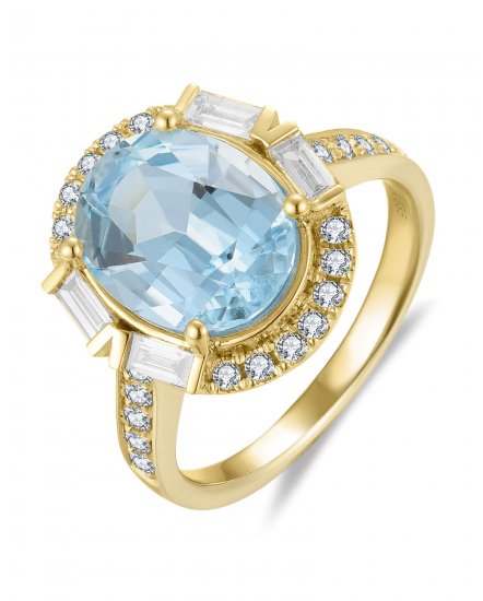 OVAL AQUAMARINE DIAMOND RING (TR6121)