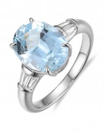 OVAL AQUAMARINE DIAMOND RING (TR6127)