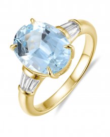 OVAL AQUAMARINE DIAMOND RING (TR6127)