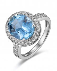 OVAL AQUAMARINE DIAMOND RING (TR6128)
