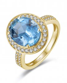 OVAL AQUAMARINE DIAMOND RING (TR6128)