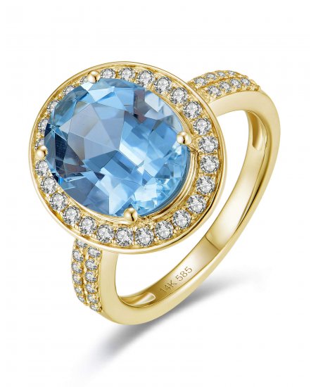 OVAL AQUAMARINE DIAMOND RING (TR6128)