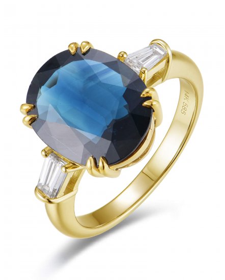 OVAL SAPPHIRE DIAMOND RING (TR6130)
