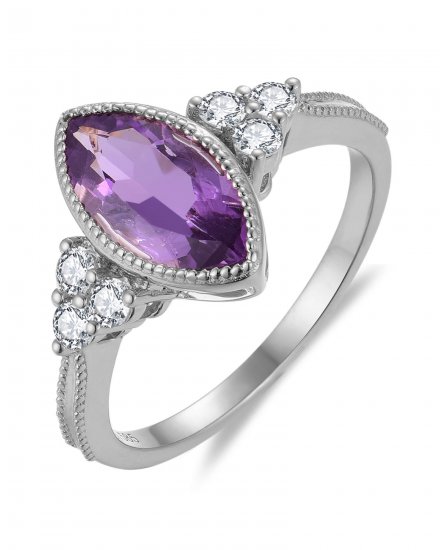 MARQUISE AMETHYST DIAMOND RING (TR6133)