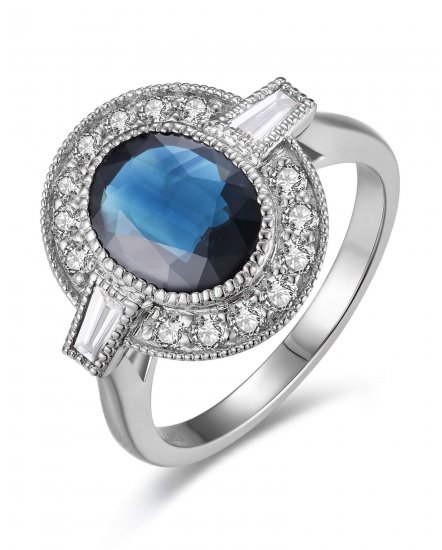 OVAL SAPPHIRE DIAMOND RING (TR6134)
