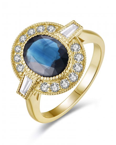 OVAL SAPPHIRE DIAMOND RING (TR6134)
