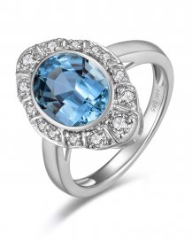 OVAL AQUAMARINE DIAMOND RING (TR6136)