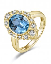 OVAL AQUAMARINE DIAMOND RING (TR6136)