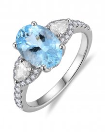OVAL AQUAMARINE DIAMOND RING (TR6156)