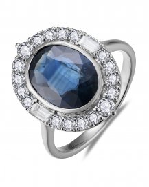 OVAL SAPPHIRE DIAMOND RING (TR6160)
