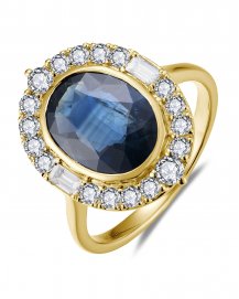 OVAL SAPPHIRE DIAMOND RING (TR6160)