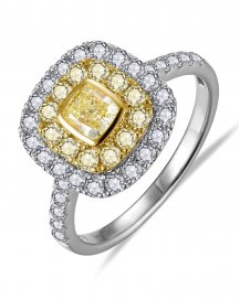 MULTI TONE CUSHION DIAMOND ENGAGEMENT RING (TR6174)
