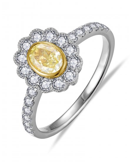 MULTI TONE OVAL DIAMOND ENGAGEMENT RING (TR6175)