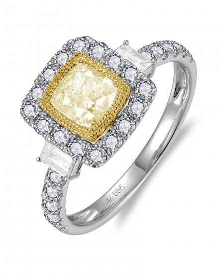 MULTI TONE CUSHION DIAMOND ENGAGEMENT RING (TR6178)