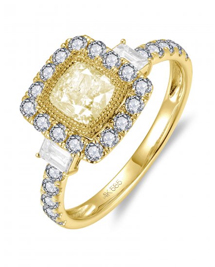 MULTI TONE CUSHION DIAMOND ENGAGEMENT RING (TR6178)