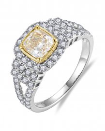 MULTI TONE CUSHION DIAMOND ENGAGEMENT RING (TR6250)