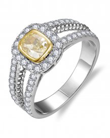 MULTI TONE CUSHION DIAMOND ENGAGEMENT RING (TR6254)