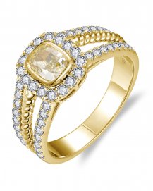 MULTI TONE CUSHION DIAMOND ENGAGEMENT RING (TR6254)