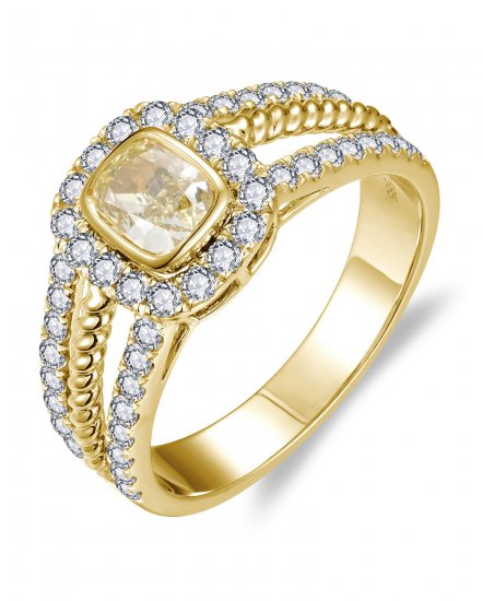 MULTI TONE CUSHION DIAMOND ENGAGEMENT RING (TR6254)