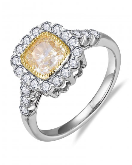 MULTI TONE CUSHION DIAMOND ENGAGEMENT RING (TR6255)