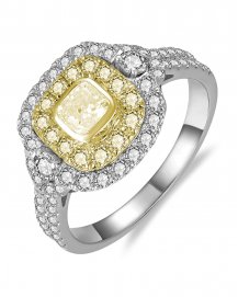 MULTI TONE CUSHION DIAMOND ENGAGEMENT RING (TR6256)