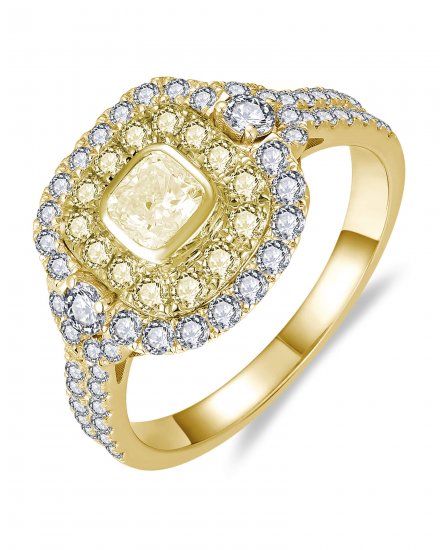 MULTI TONE CUSHION DIAMOND ENGAGEMENT RING (TR6256)