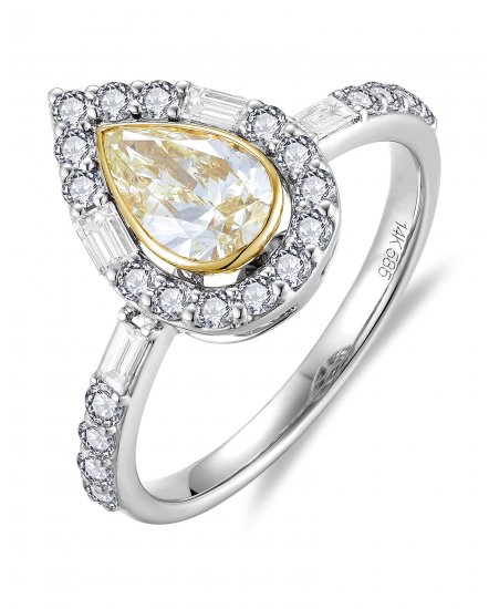 MULTI TONE PEAR DIAMOND ENGAGEMENT RING (TR6257)