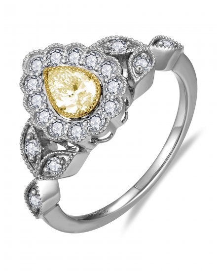 MULTI TONE PEAR DIAMOND ENGAGEMENT RING (TR6261)