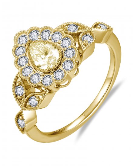 MULTI TONE PEAR DIAMOND ENGAGEMENT RING (TR6261)