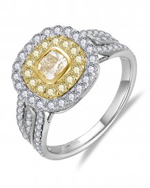 MULTI TONE CUSHION DIAMOND ENGAGEMENT RING (TR6263)