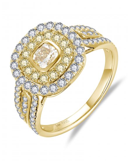 MULTI TONE CUSHION DIAMOND ENGAGEMENT RING (TR6263)