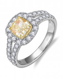 MULTI TONE CUSHION DIAMOND ENGAGEMENT RING (TR6269)