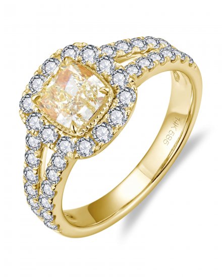 MULTI TONE CUSHION DIAMOND ENGAGEMENT RING (TR6269)