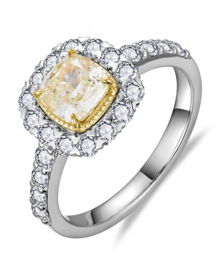MULTI TONE CUSHION DIAMOND ENGAGEMENT RING (TR6271)