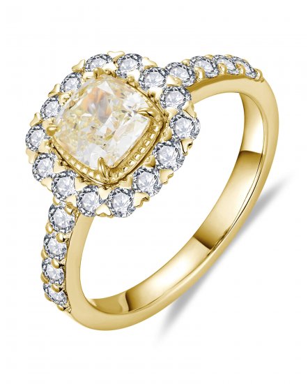 MULTI TONE CUSHION DIAMOND ENGAGEMENT RING (TR6271)