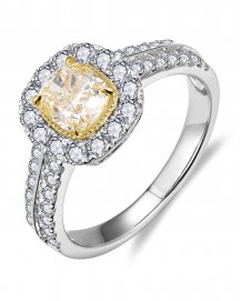 MULTI TONE CUSHION DIAMOND ENGAGEMENT RING (TR6272)