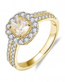MULTI TONE CUSHION DIAMOND ENGAGEMENT RING (TR6272)