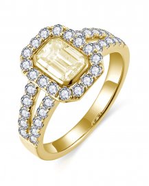 MULTI TONE EMERALD CUT DIAMOND ENGAGEMENT RING (TR6273)