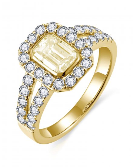 MULTI TONE EMERALD CUT DIAMOND ENGAGEMENT RING (TR6273)