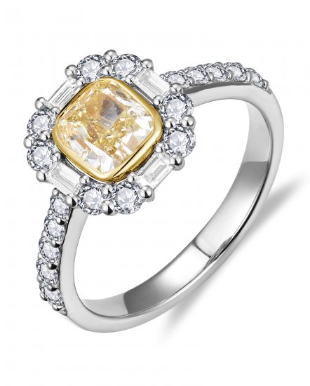 MULTI TONE CUSHION DIAMOND ENGAGEMENT RING (TR6276)