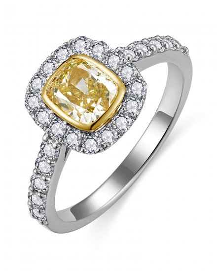 MULTI TONE CUSHION DIAMOND ENGAGEMENT RING (TR6277)