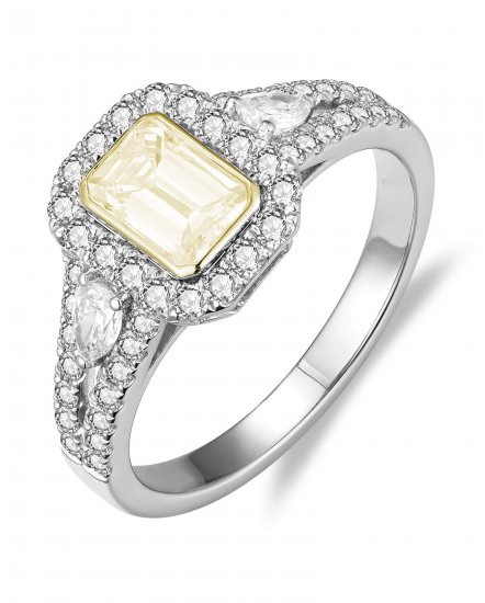 MULTI TONE EMERALD CUT DIAMOND ENGAGEMENT RING (TR6280)