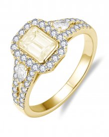 MULTI TONE EMERALD CUT DIAMOND ENGAGEMENT RING (TR6280)