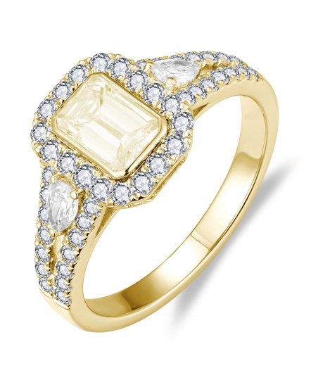 MULTI TONE EMERALD CUT DIAMOND ENGAGEMENT RING (TR6280)