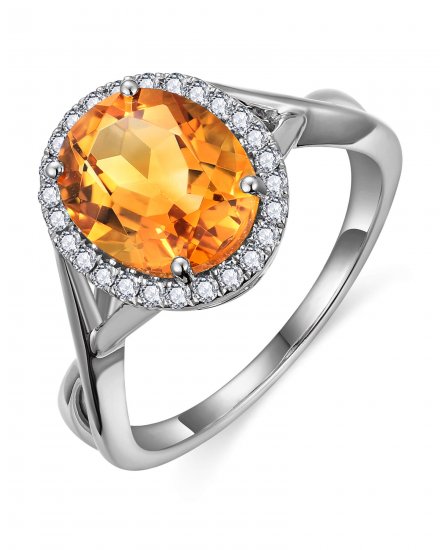 OVAL SHAPE CITRINE DIAMOND RING (TR6318)