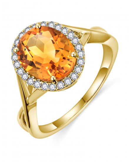 OVAL SHAPE CITRINE DIAMOND RING (TR6318)
